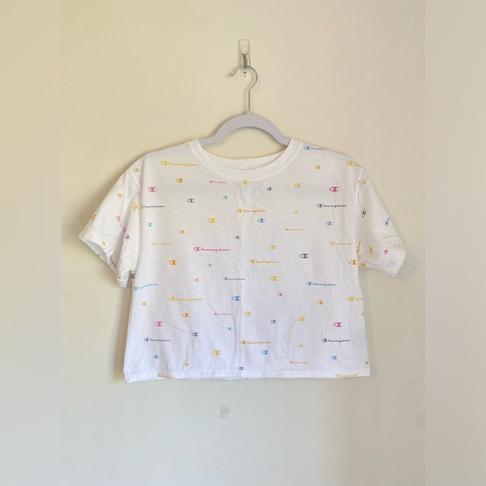 Champion cropped tee with pastel logos Size XS